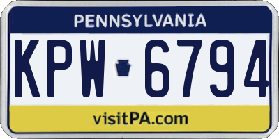 PA license plate KPW6794
