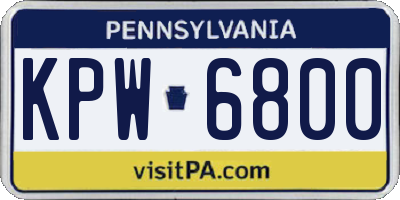PA license plate KPW6800