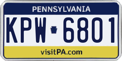 PA license plate KPW6801