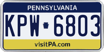 PA license plate KPW6803