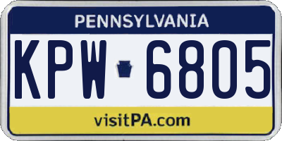 PA license plate KPW6805