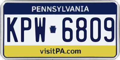 PA license plate KPW6809
