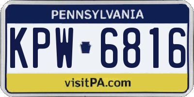 PA license plate KPW6816