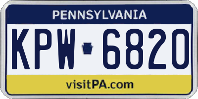 PA license plate KPW6820