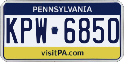PA license plate KPW6850