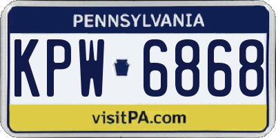 PA license plate KPW6868