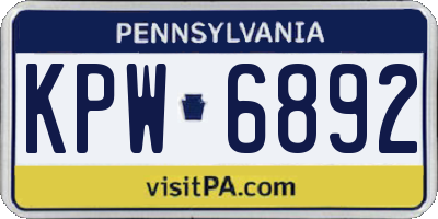 PA license plate KPW6892