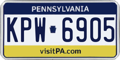 PA license plate KPW6905