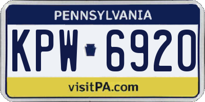 PA license plate KPW6920