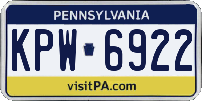 PA license plate KPW6922