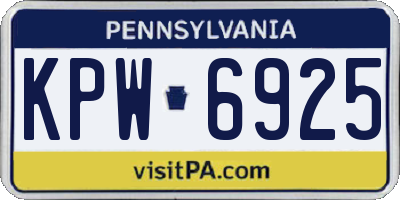 PA license plate KPW6925