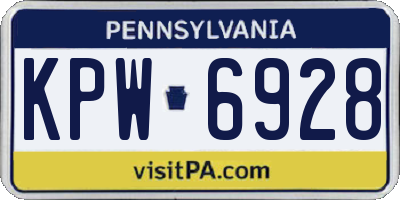 PA license plate KPW6928