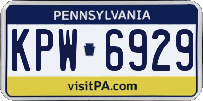 PA license plate KPW6929