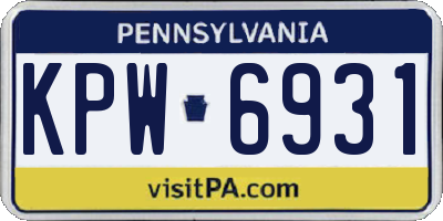 PA license plate KPW6931