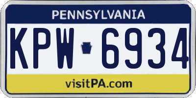 PA license plate KPW6934