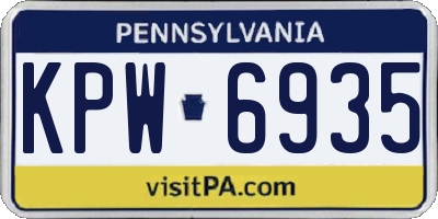 PA license plate KPW6935