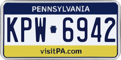 PA license plate KPW6942