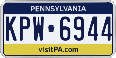PA license plate KPW6944