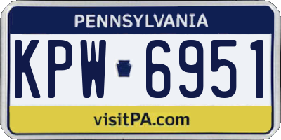 PA license plate KPW6951