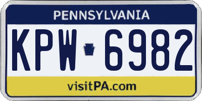 PA license plate KPW6982