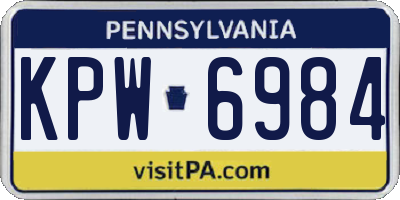 PA license plate KPW6984