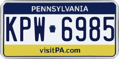 PA license plate KPW6985