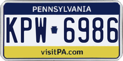 PA license plate KPW6986