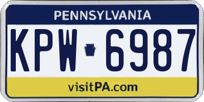 PA license plate KPW6987