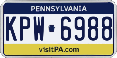PA license plate KPW6988