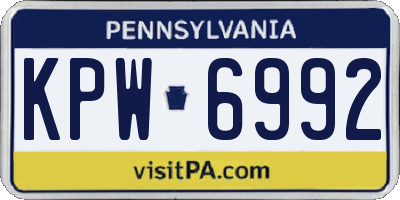 PA license plate KPW6992