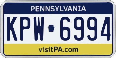 PA license plate KPW6994
