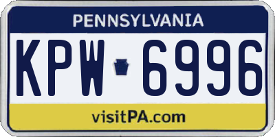 PA license plate KPW6996