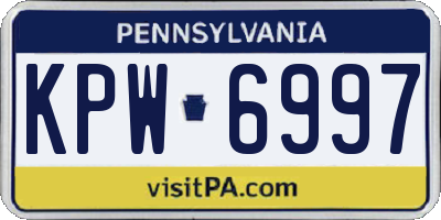 PA license plate KPW6997
