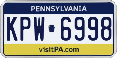 PA license plate KPW6998