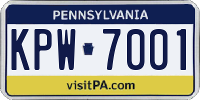 PA license plate KPW7001