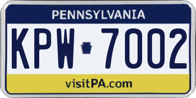 PA license plate KPW7002