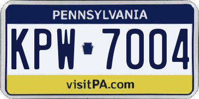 PA license plate KPW7004