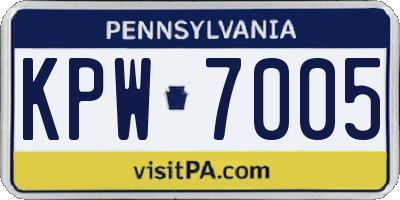 PA license plate KPW7005