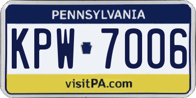PA license plate KPW7006