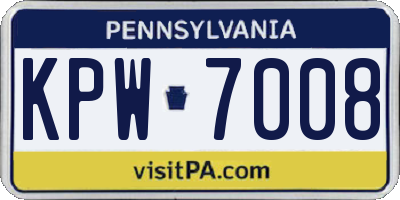 PA license plate KPW7008