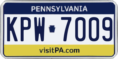 PA license plate KPW7009
