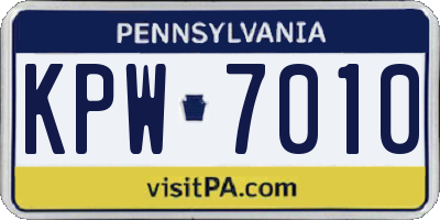 PA license plate KPW7010