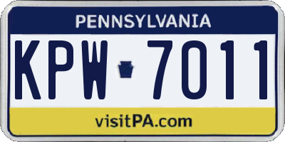 PA license plate KPW7011