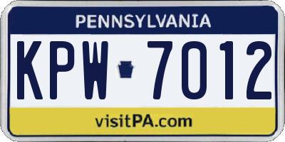 PA license plate KPW7012