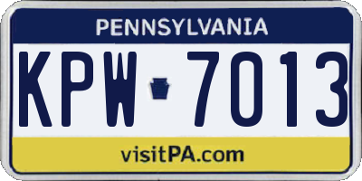 PA license plate KPW7013