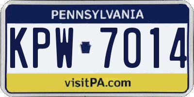 PA license plate KPW7014