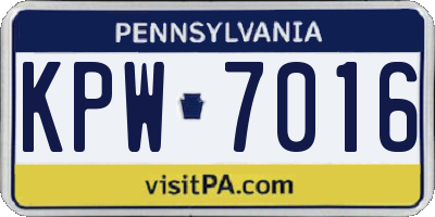 PA license plate KPW7016