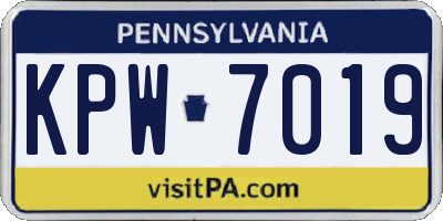 PA license plate KPW7019