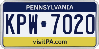PA license plate KPW7020
