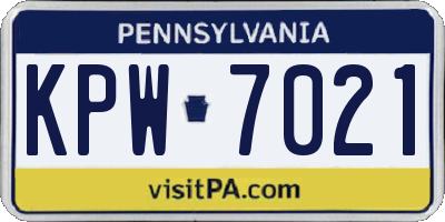 PA license plate KPW7021